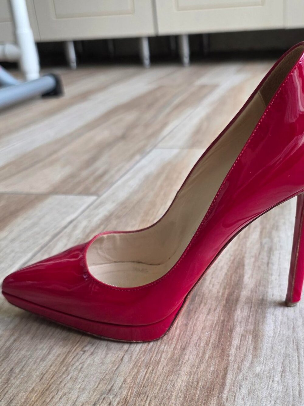 Christian Louboutin Pigalle Plato Red Patent Leather Pumps Eur. 37.5